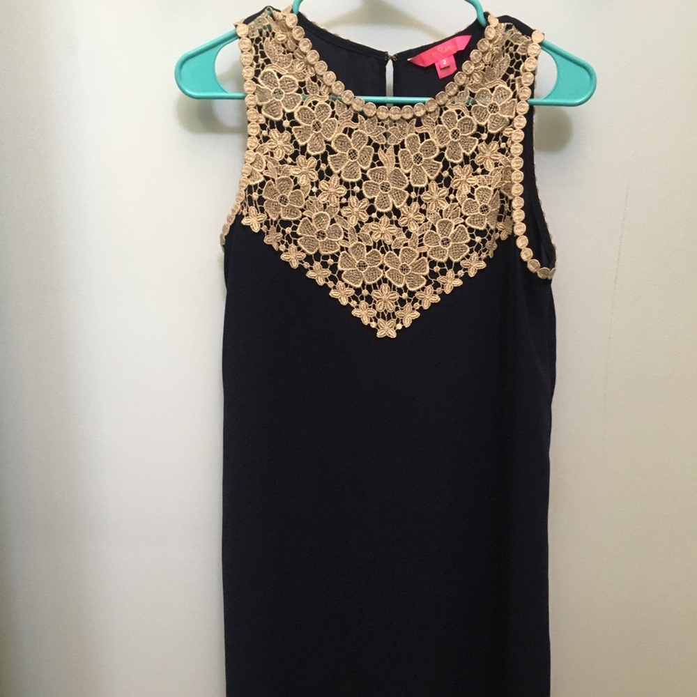 Navy and gold dress
